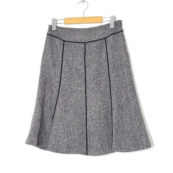 Jessica Black Contrast Stitch Flared Hem Polyester Blend Knee-Length Skirt Sz 2P - Picture 1 of 9